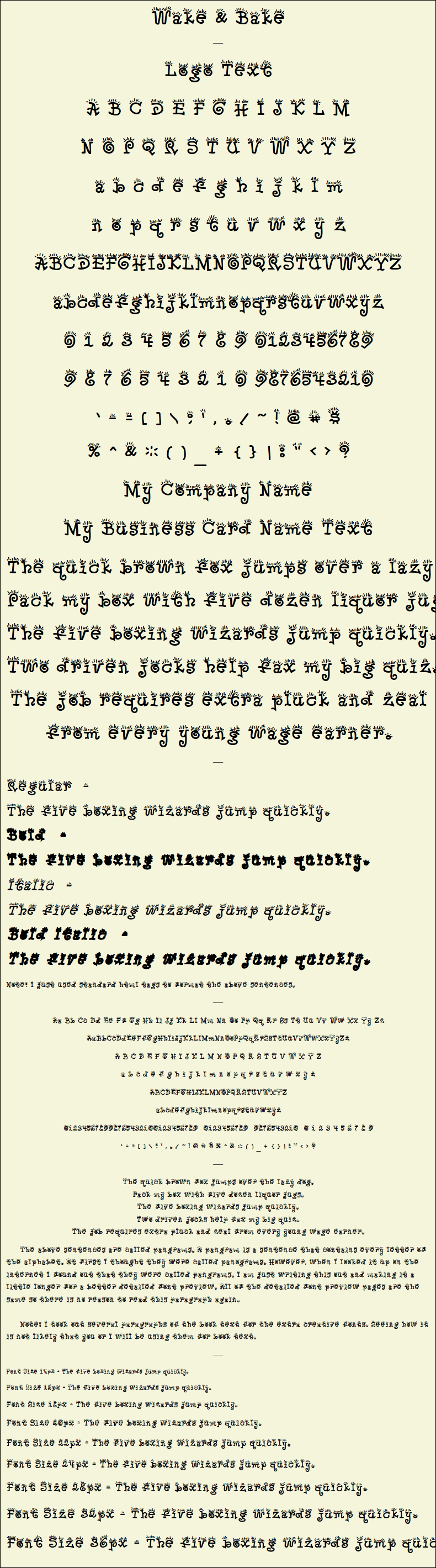 Detailed Picture Preview of The Font - Wake & Bake