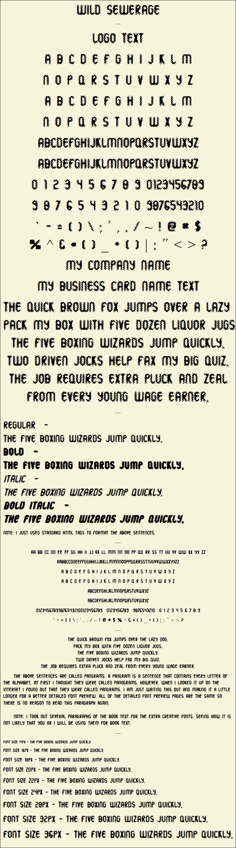 Detailed Picture Preview of The Font - Wild Sewerage