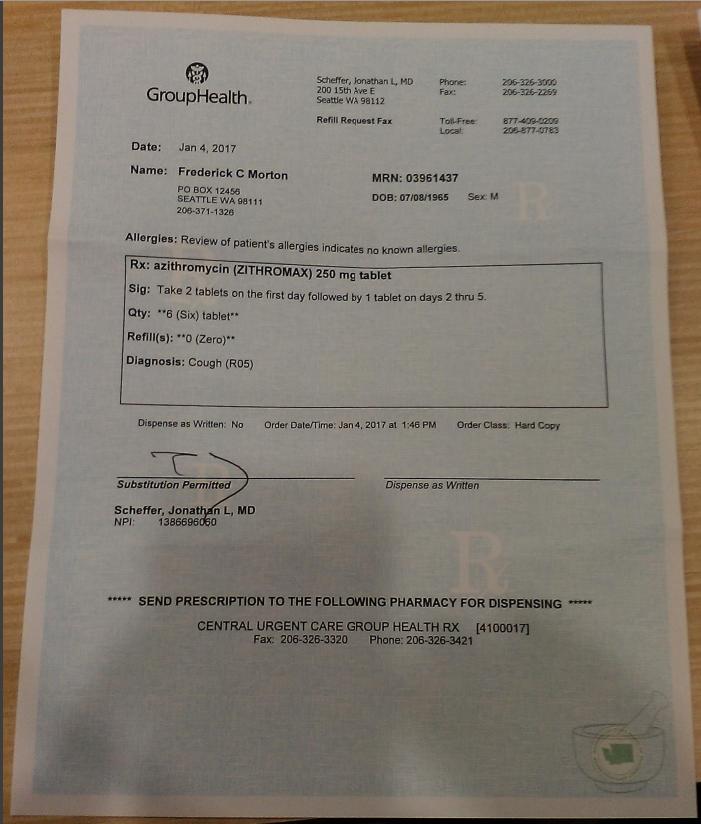 Prescription Picture of azithromycin